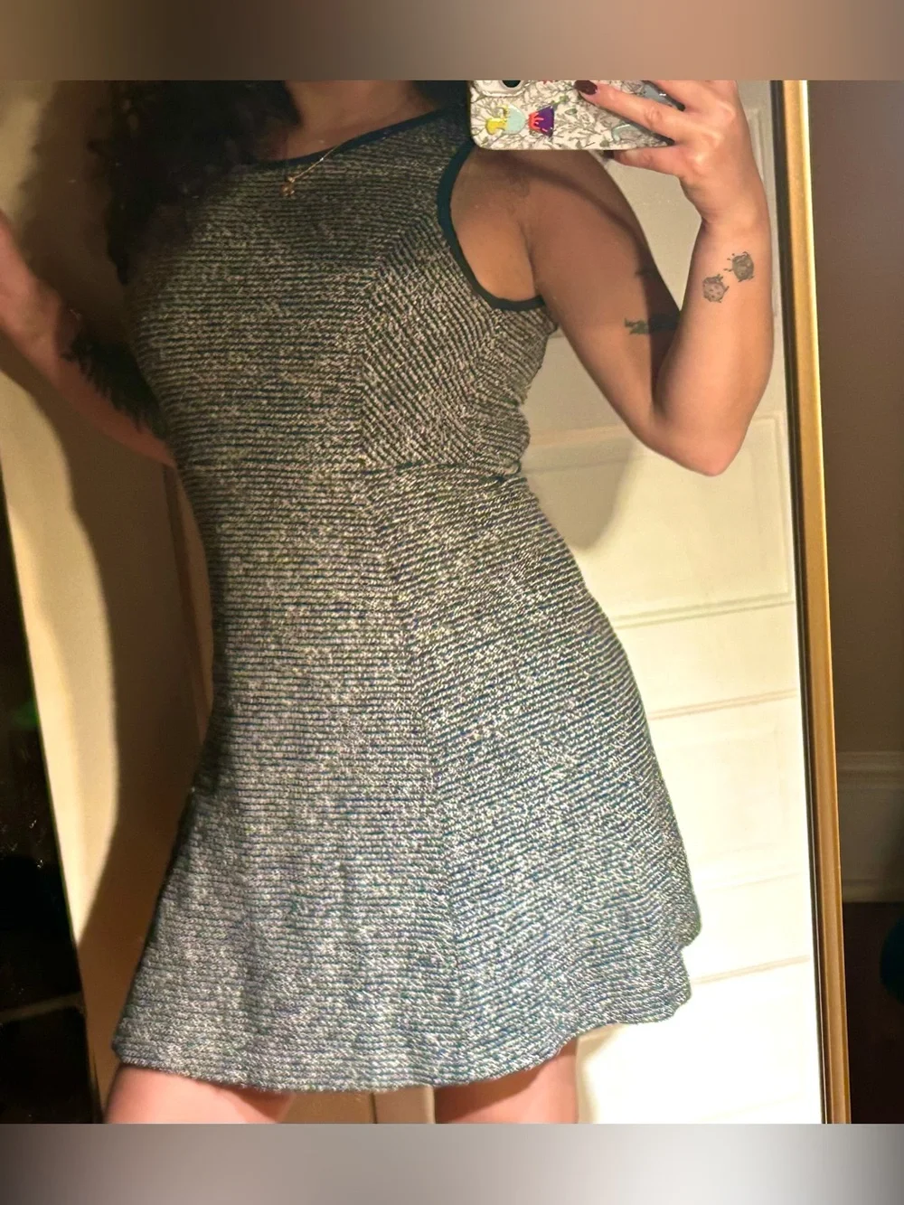 J. Crew Tweed Sleeveless Mini Dress in White and Black